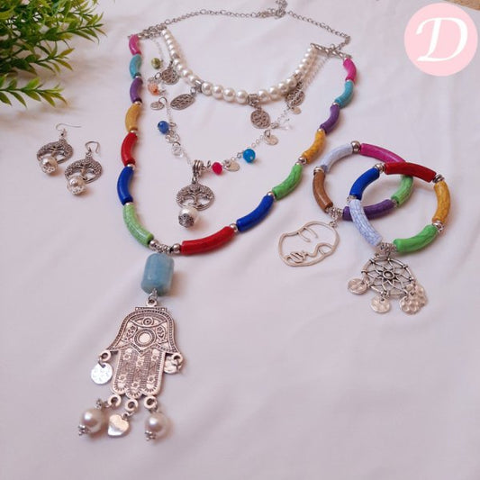 Dream Catcher Acrylic Set - Silver Plated