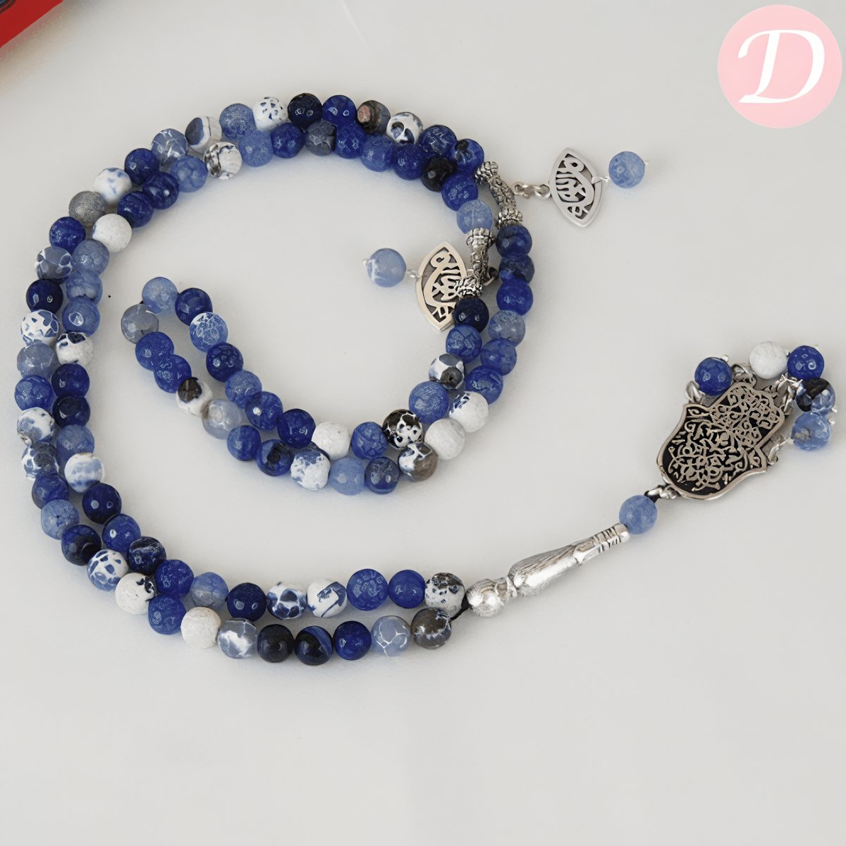 El Marwa Agate  Rosary - Silver Plated