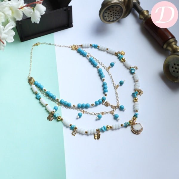 Dalida Seashell Necklace -  Turquoise and Seashell
