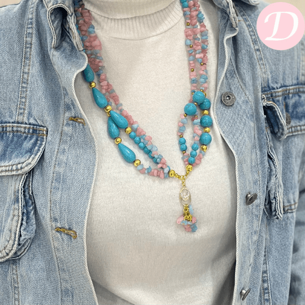 Vintage Dovetail Necklace - Turquoise and Seashell