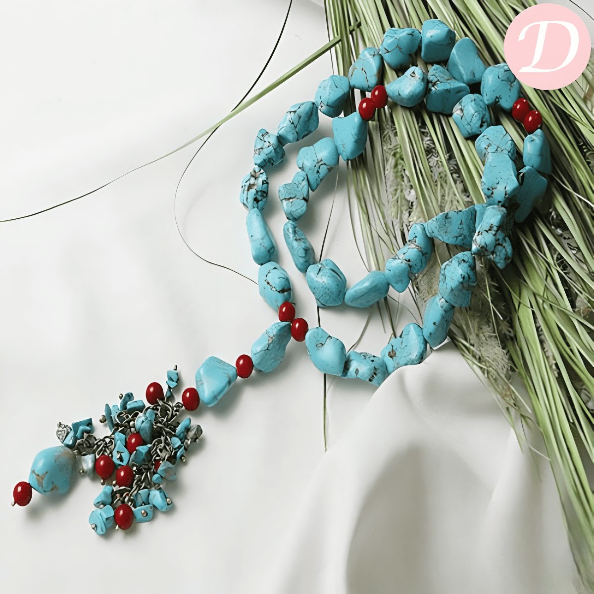 Rahma Turquoise Rosary - Silver Plated