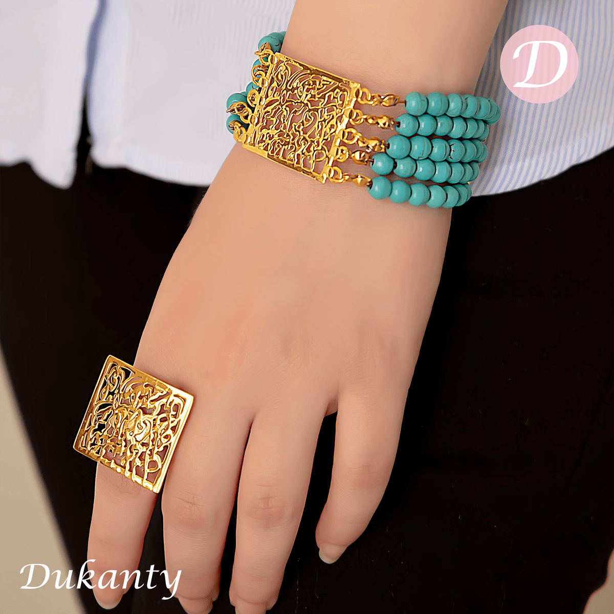 Turquoise Gold Plated Set