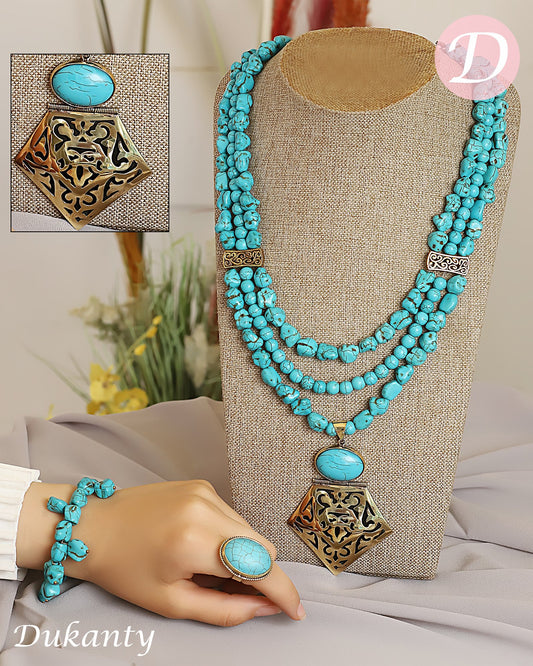 Azora Turquoise Set - Pure Copper