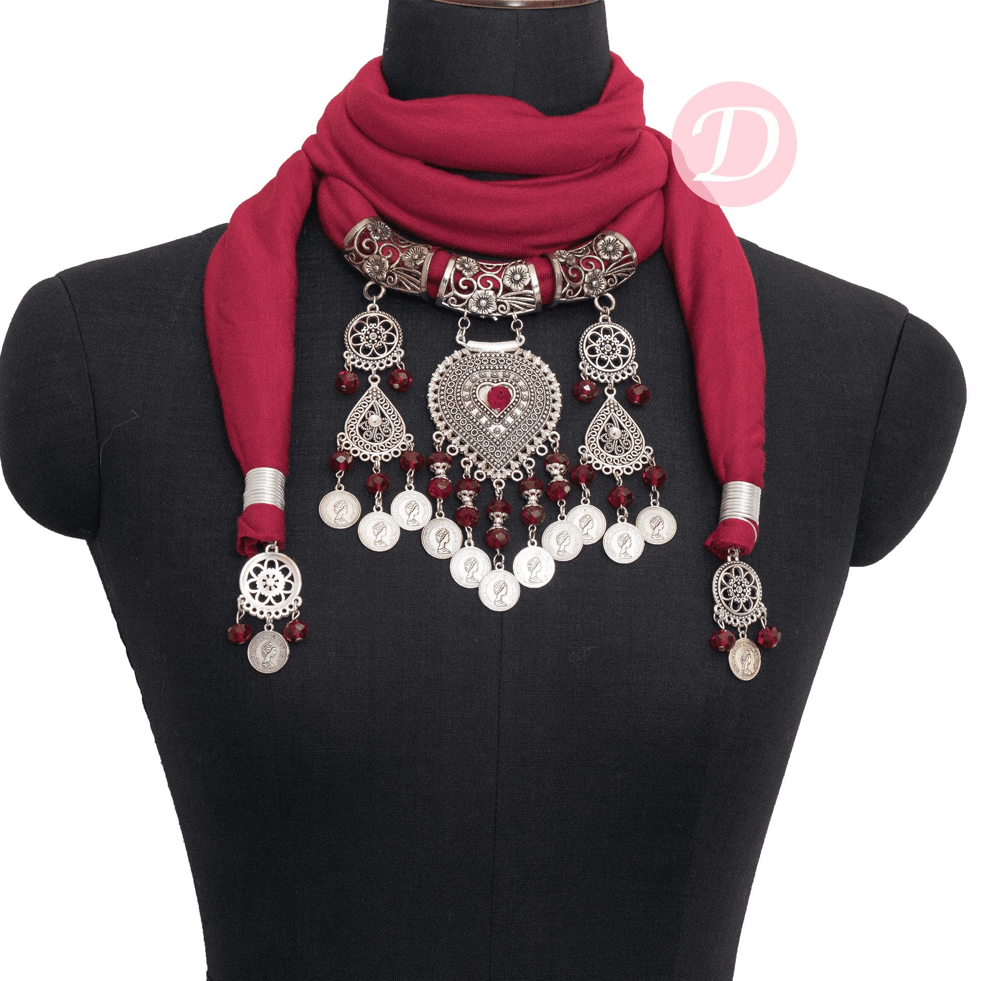 Red Arabic Necklace Scarf