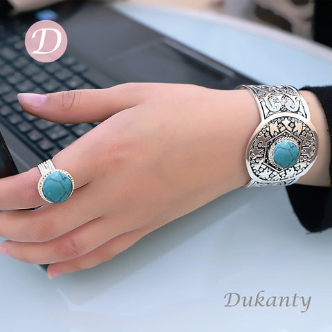 Arabic Silver Plated Set – Turquoise