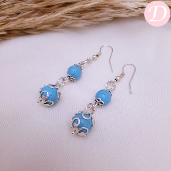 Lily Turquoise Earrings - Silver Metal