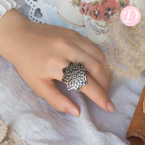 Islamic Flower Ring - Silver Plated