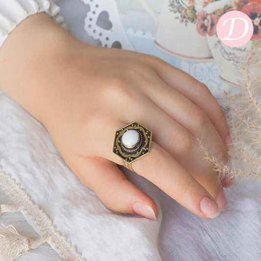 Islamic Style Ring - White Agate