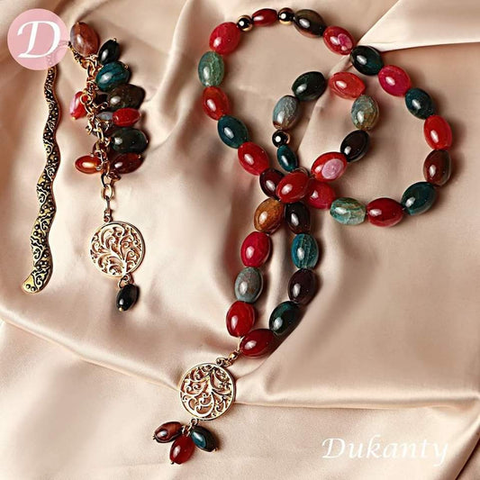 Delicate Rosary Set - Colorful Agate
