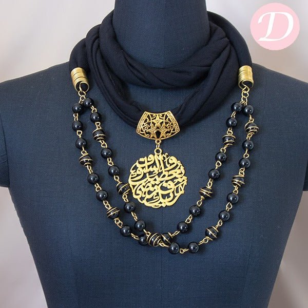 Al-Reda Scarf with Necklace - Black