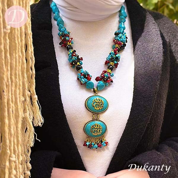 Farida Double Pendants Necklace - Turquoise Stone