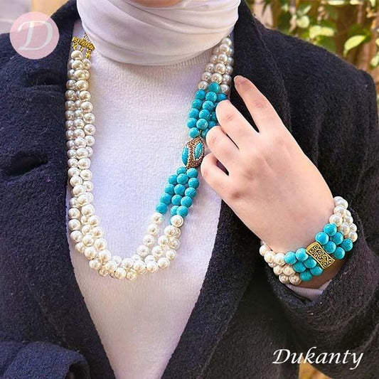 Queen Set - Pearl and Turquoise Stone