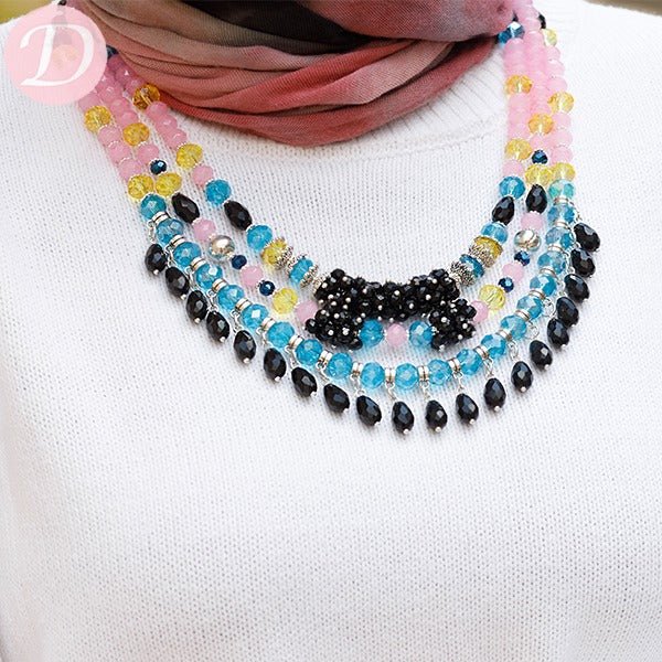 Hania Colorful Necklace - Agate with Crystal