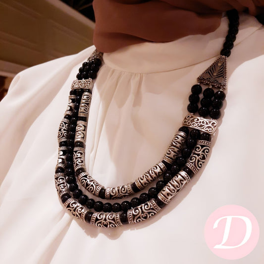 Salma Necklace - Black Agate