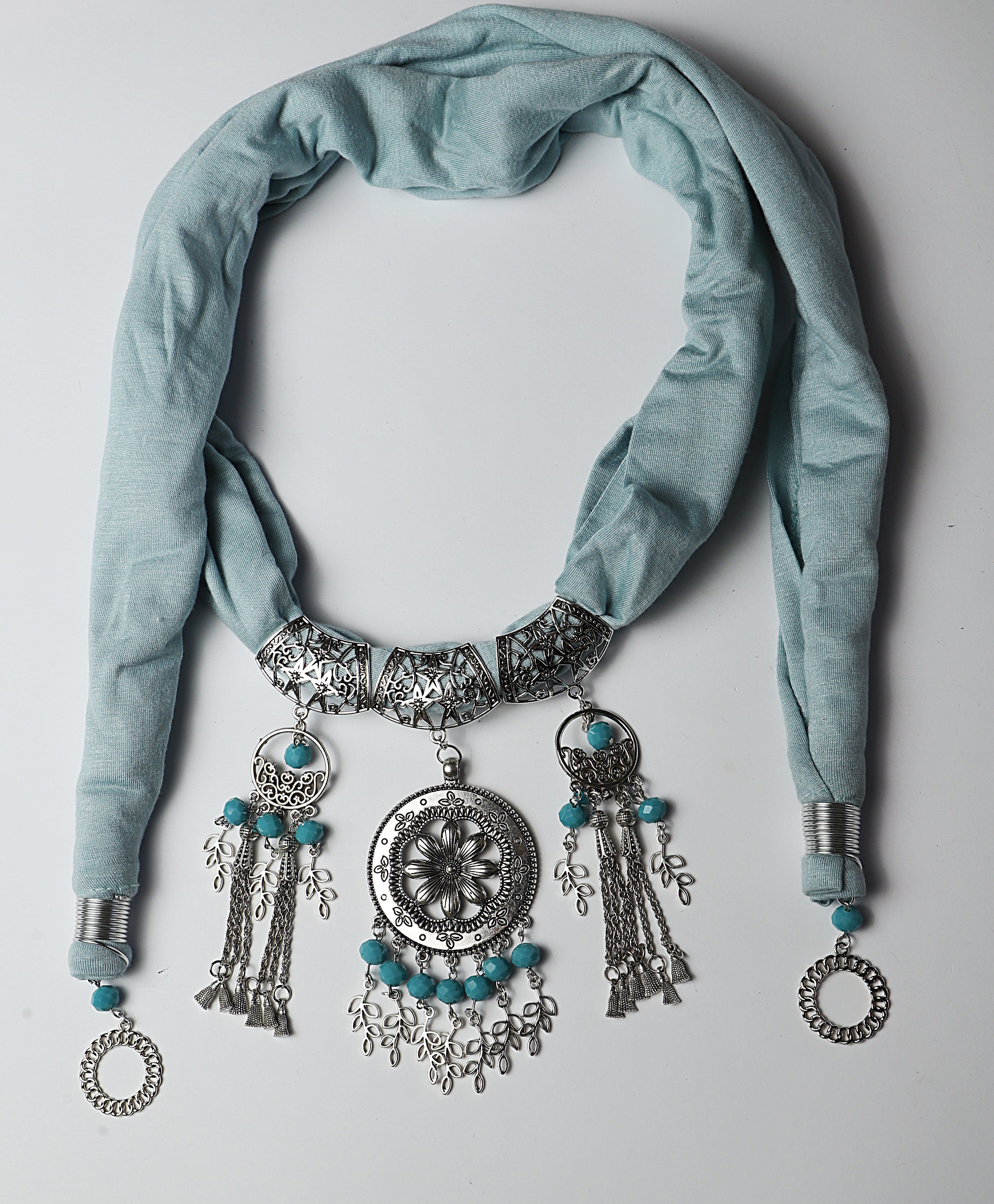 Turquoise Arabic Necklace Scarf