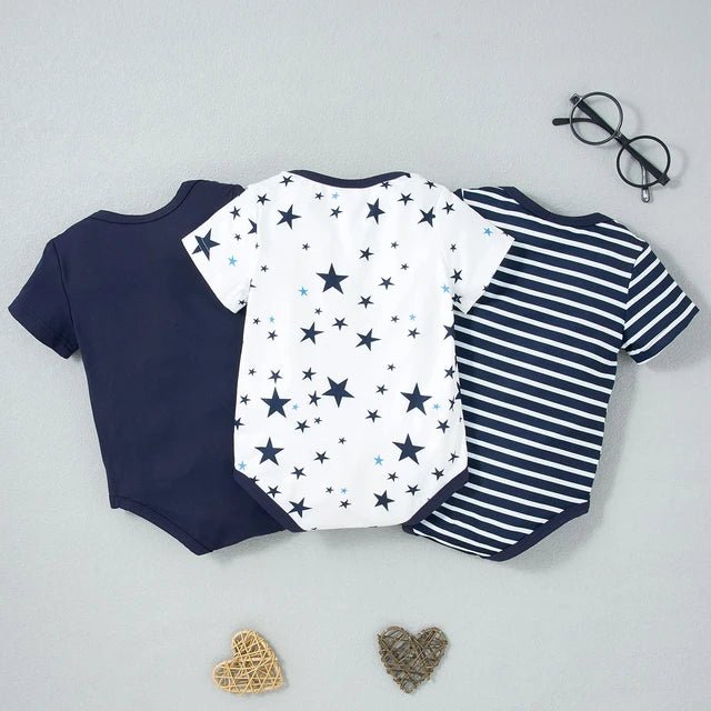 Babies Navy Bodysuits Set - Polyester