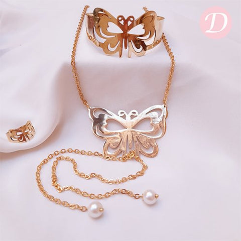 Butterfly Gold Plated Set - Necklace, Bracelet and Ring