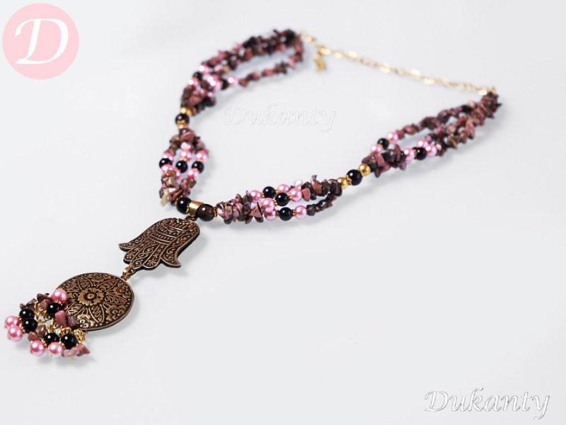 Hamsa Set - Agate With Pearls and Broken Shells