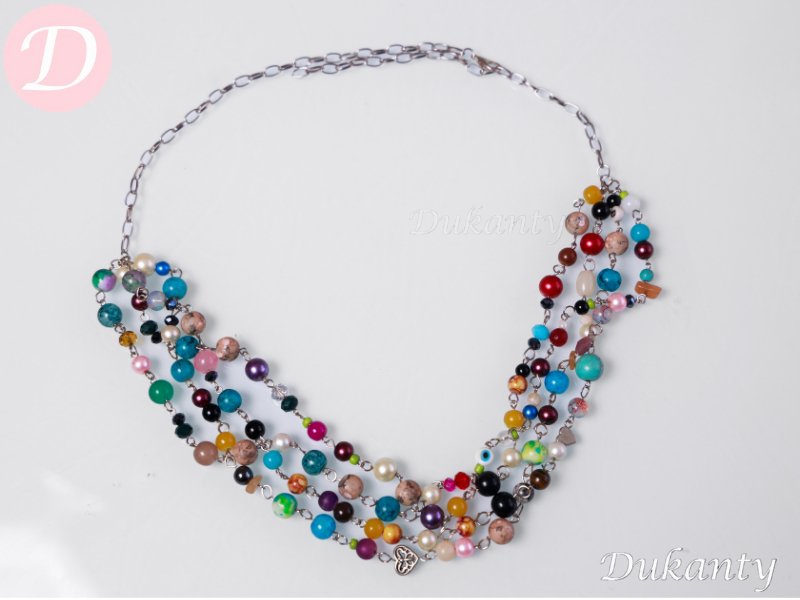 Fiorella Necklace - Agate With Pearl And Turquoise