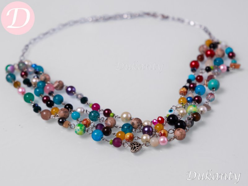 Fiorella Necklace - Agate With Pearl And Turquoise