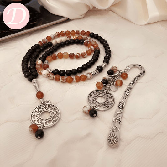 Marwa Agate And Onyx Rosary Set