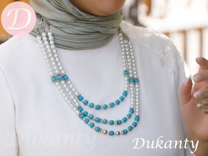 Lola Necklace - Pearl and Turquoise