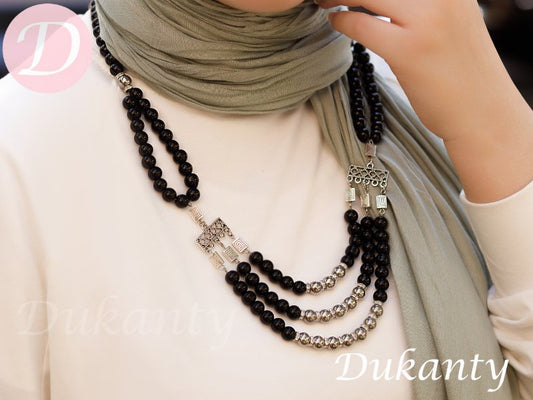 Julie Necklace - Black Agate Stone